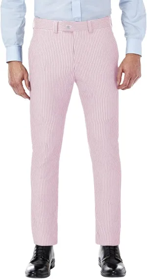 Wemaliyzd Mens Seersucker Dress Pants Flat Front Lightweight Sear Sucker Suit Separate Trousers