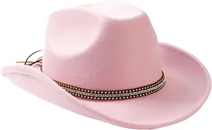 White Cowboy Hats Western Denim Cowgirl Hat for Womens Cowgirls Caps Wide Brim Cap Women Men Classic Pink Hat