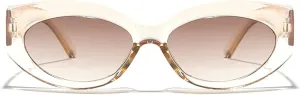willochra Retro Oval Sunglasses for Women 90s Vintage Small Cat Eye Sun Glasses Trendy Narrow Skinny Champagne Shades