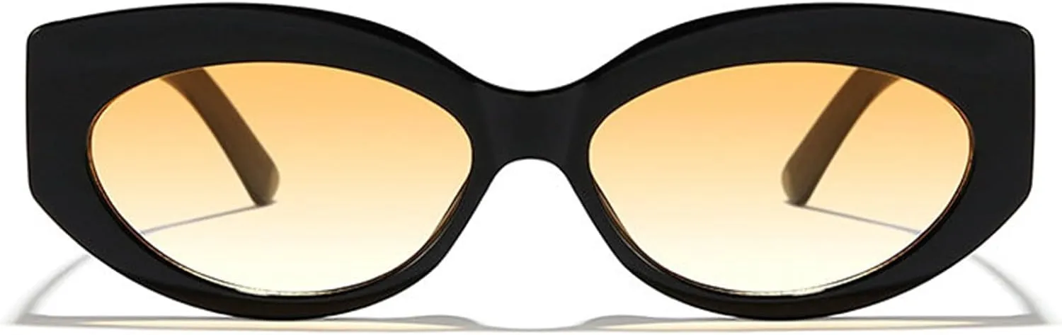 willochra Retro Oval Sunglasses for Women 90s Vintage Small Cat Eye Sun Glasses Trendy Narrow Skinny Champagne Shades