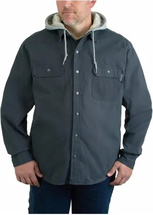 Wolverine Men's Overman Fleece Lined Cotton Duck Canvas Hooded Shirt Jacket