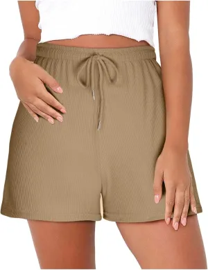 Women Crochet Striped Flare Wide Leg Basic Bootcut Leg Loose Fit Shorts for Women Linen Stretch Summer Fall 2025