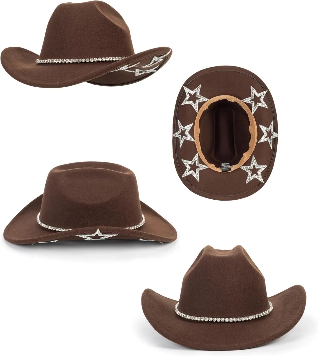 Women-Men Classic-Retro Western-Cowboy-Hat Wide-Brim Felt-Cowgirl-Hat with Gus-Crown Carved-Buckle-Belt Medium