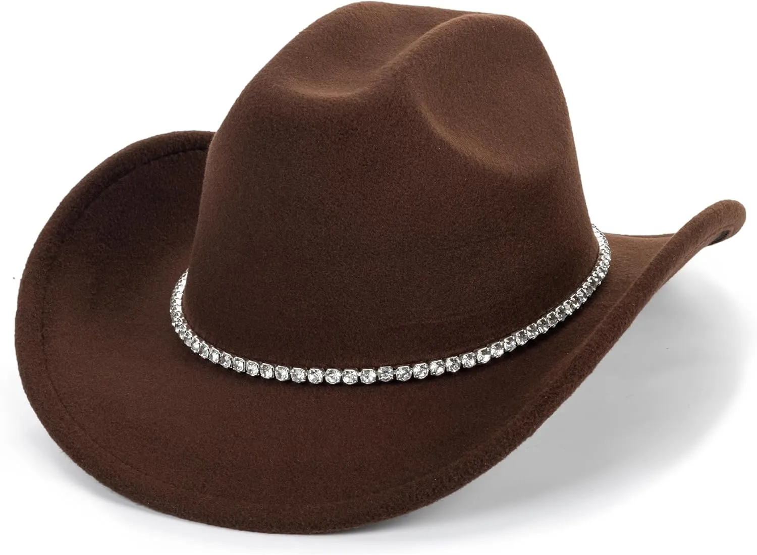 Women-Men Classic-Retro Western-Cowboy-Hat Wide-Brim Felt-Cowgirl-Hat with Gus-Crown Carved-Buckle-Belt Medium