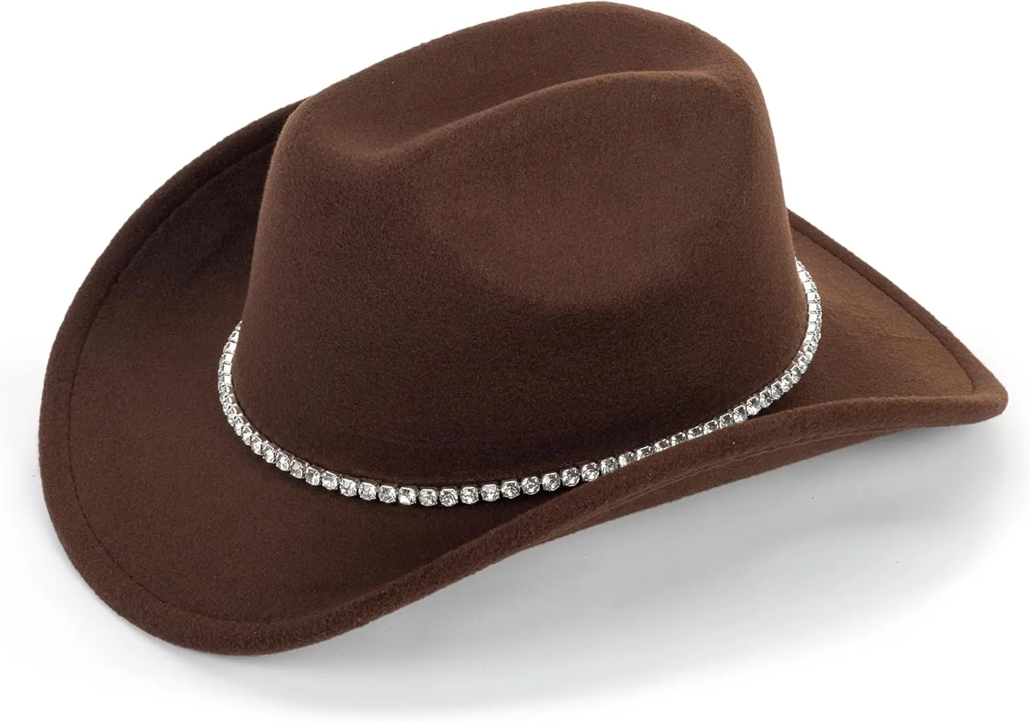 Women-Men Classic-Retro Western-Cowboy-Hat Wide-Brim Felt-Cowgirl-Hat with Gus-Crown Carved-Buckle-Belt Medium
