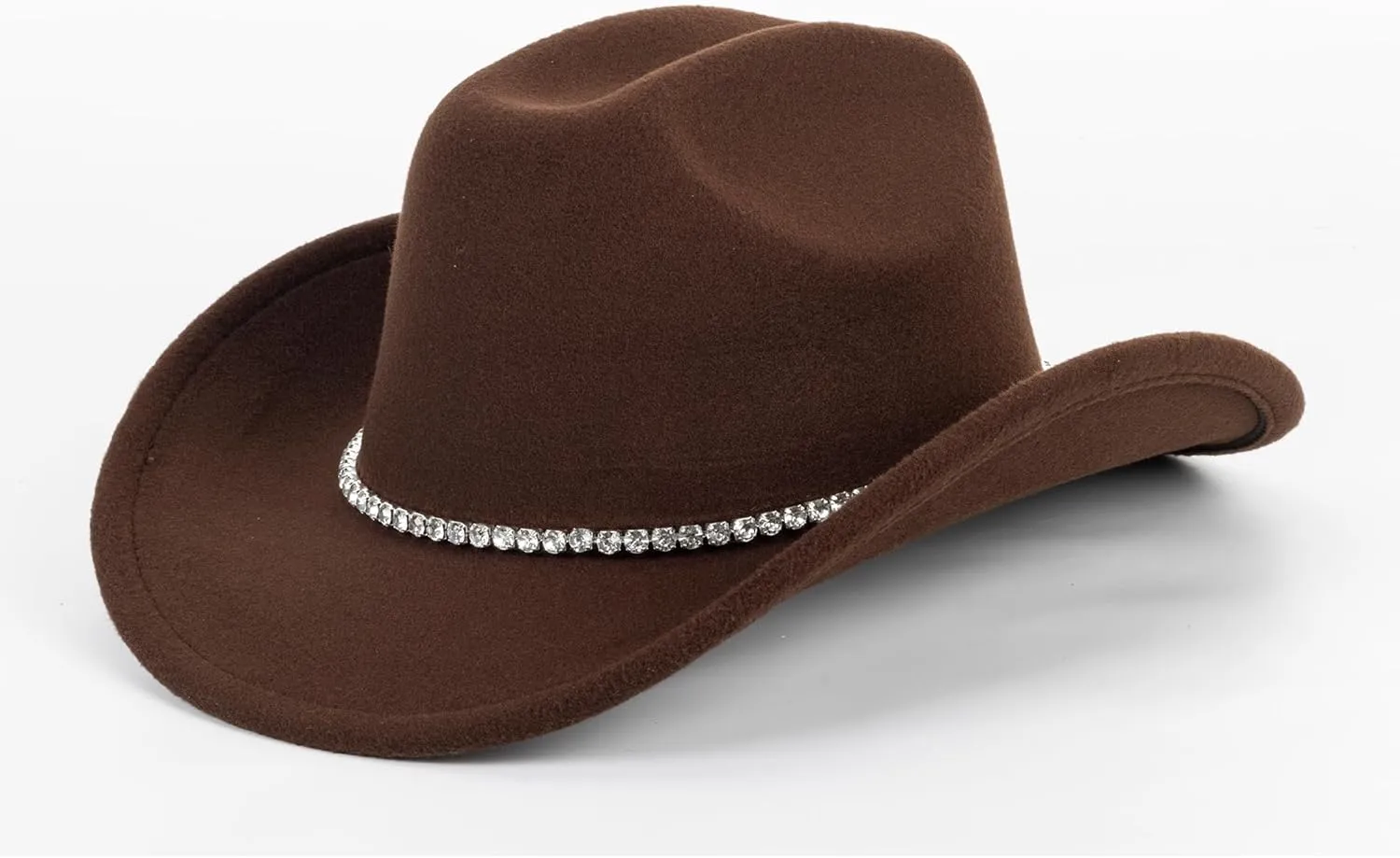 Women-Men Classic-Retro Western-Cowboy-Hat Wide-Brim Felt-Cowgirl-Hat with Gus-Crown Carved-Buckle-Belt Medium