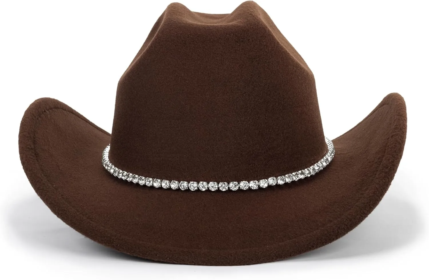 Women-Men Classic-Retro Western-Cowboy-Hat Wide-Brim Felt-Cowgirl-Hat with Gus-Crown Carved-Buckle-Belt Medium