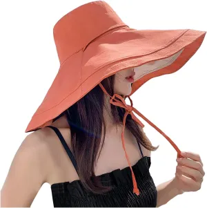 Women Wide Brim Sun Hats Wired Edge Bucket Foldable Reversible Summer Fashion Travel Beach Sun Protection Hats