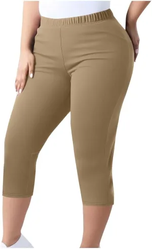 Womens Capri Leggings 2025 High Waist Elastic Biker Shorts Casual Solid Comfy Breathable Workout Running Yoga Pants