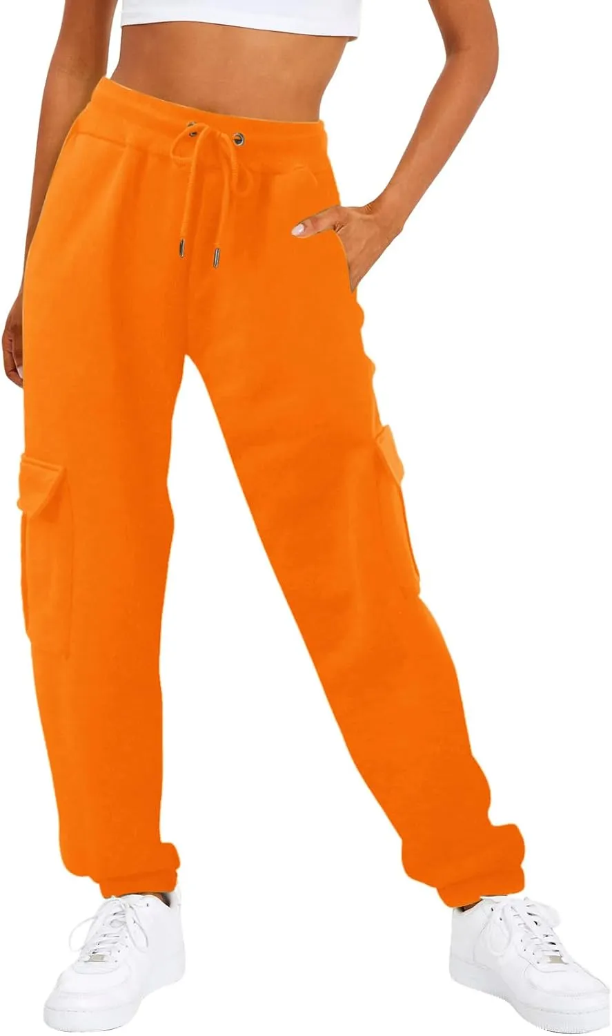 Womens Cinch Bottom Sweatpants Pockets High Waist Jogger Lounge Trousers Wide Leg Baggy Pants Y2K Streetwear