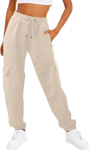 Womens Cinch Bottom Sweatpants Pockets High Waist Jogger Lounge Trousers Wide Leg Baggy Pants Y2K Streetwear