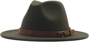 Womens Classic Wide Floppy Panama Hat Belt Buckle Wool Fedora Hat Wide Brim Packable Beach Sun Hat Wide Brim Hats