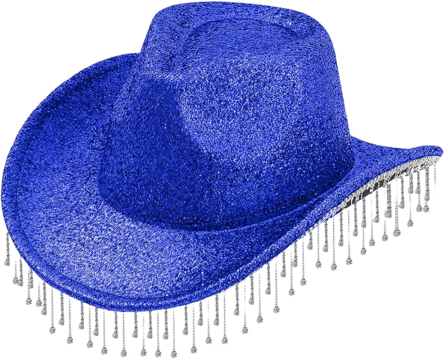 Womens Cowgirl Cowboy Hat Wide Brim Rhinestone Glitter Cap Western Sequins Cowboy Hats Wedding Music Costume Party