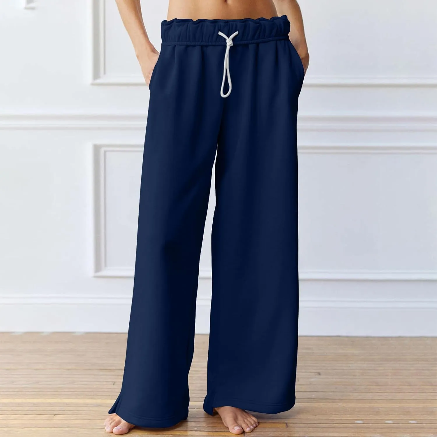 Women's Drawstring Elastic Baggy Sweatpants High Waist Straight Wide Leg Joggers Lounge Fall Fashion Sweatpants