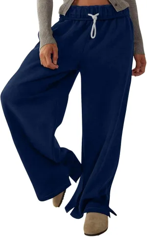 Women's Drawstring Elastic Baggy Sweatpants High Waist Straight Wide Leg Joggers Lounge Fall Fashion Sweatpants