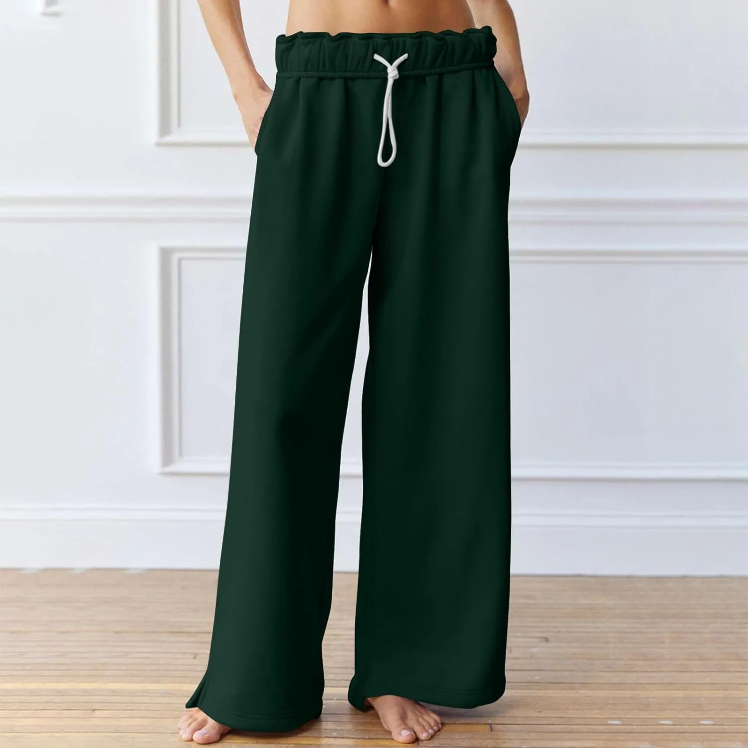 Women's Drawstring Elastic Baggy Sweatpants High Waist Straight Wide Leg Joggers Lounge Fall Fashion Sweatpants