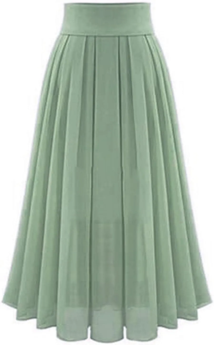 Womens High Waist Chiffon Maxi Skirt Casual Pleated A-Line Flowy Swing Long Floor Length Skirts for Beach Prom Party