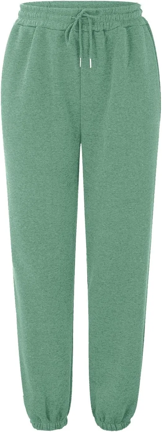 Womens High Waist Trendy Sweatpants Drawstring Elastic Lounge Joggers Straight Leg Loose Sweat Pants
