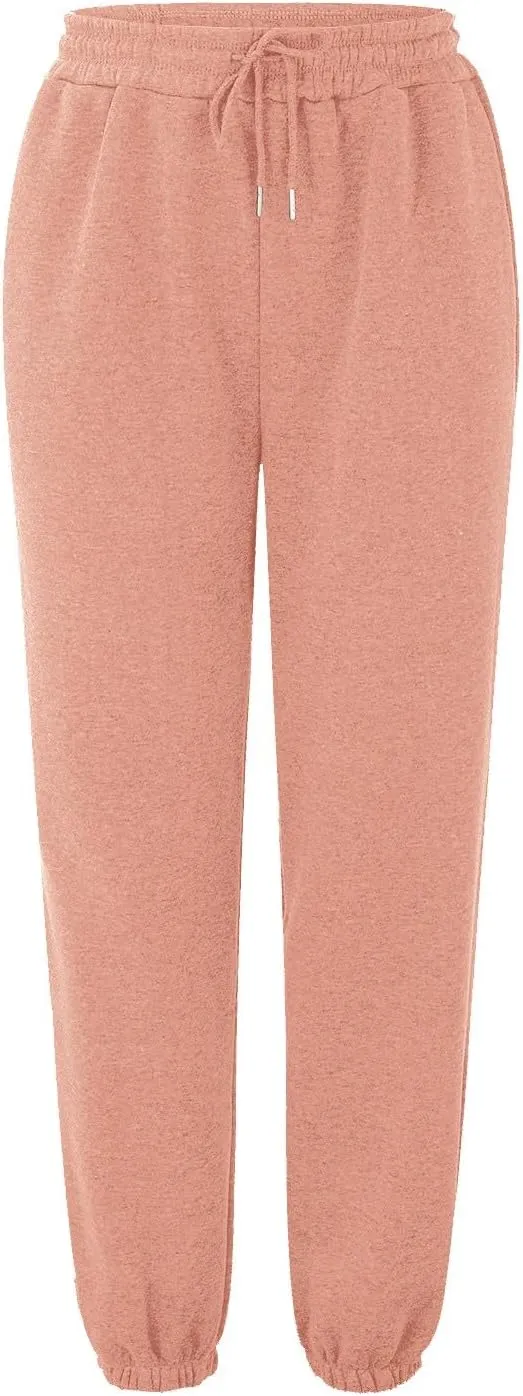 Womens High Waist Trendy Sweatpants Drawstring Elastic Lounge Joggers Straight Leg Loose Sweat Pants