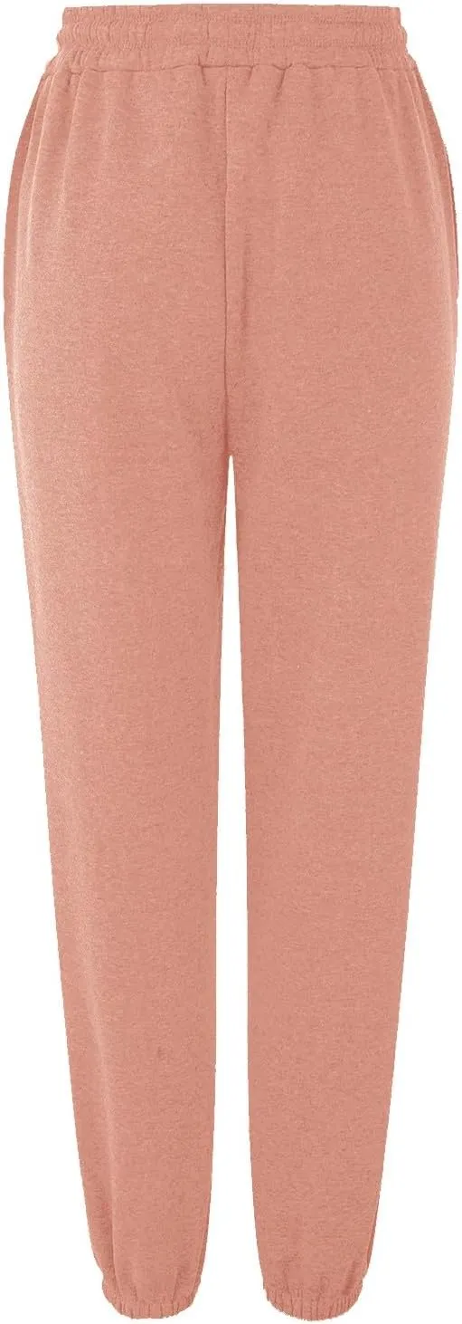 Womens High Waist Trendy Sweatpants Drawstring Elastic Lounge Joggers Straight Leg Loose Sweat Pants
