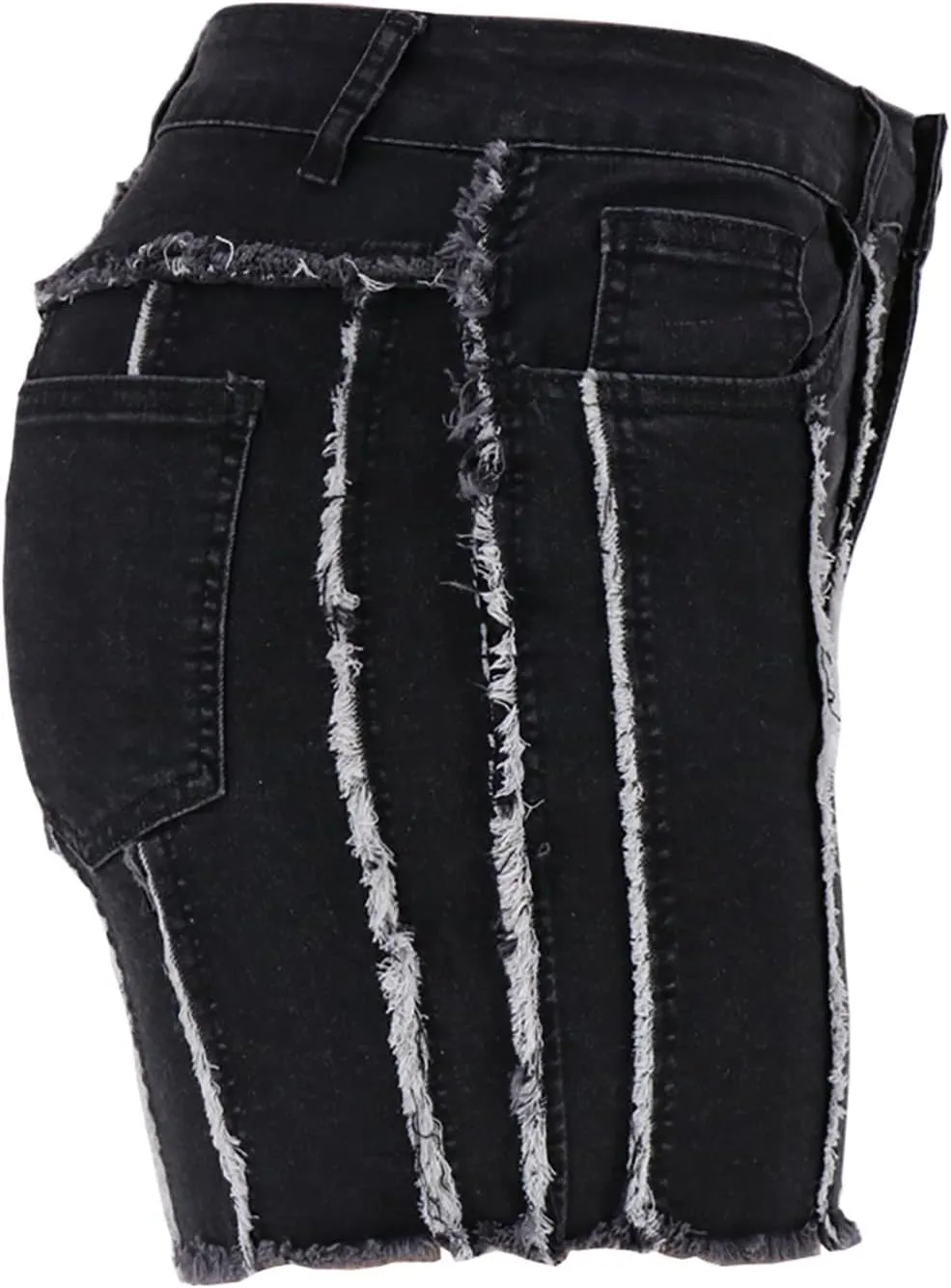 Womens Jeans Shorts Casual Summer High Waisted Distressed Denim Capris Y2k Tassels Ripped Raw Hem Stretch Jean Shorts
