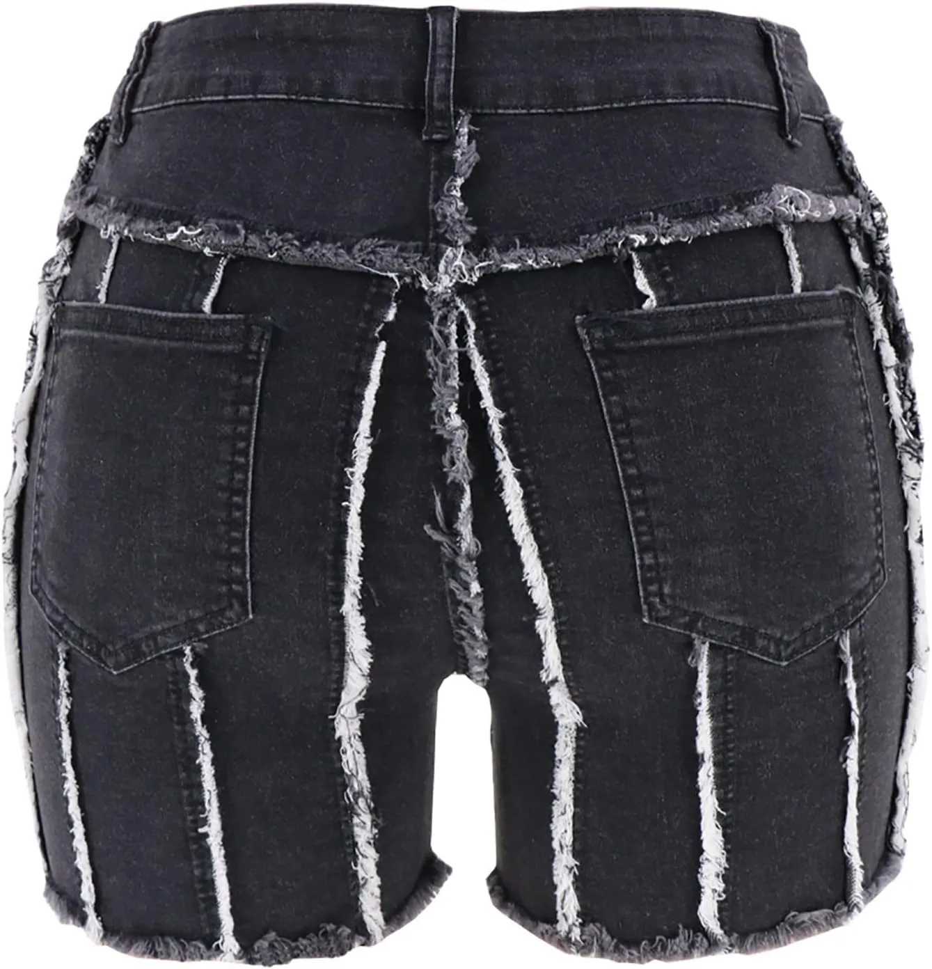 Womens Jeans Shorts Casual Summer High Waisted Distressed Denim Capris Y2k Tassels Ripped Raw Hem Stretch Jean Shorts