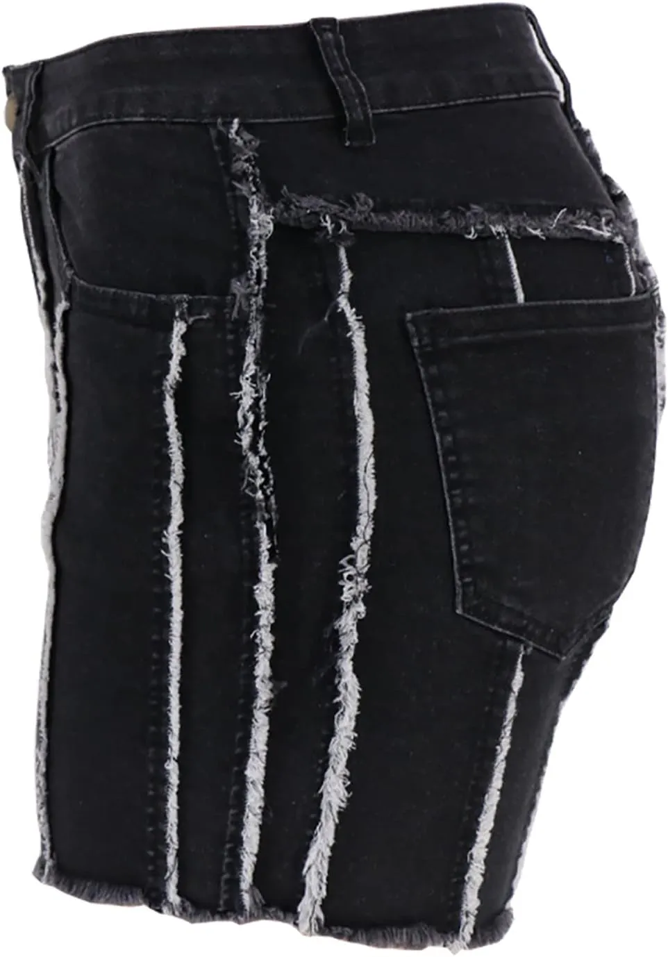 Womens Jeans Shorts Casual Summer High Waisted Distressed Denim Capris Y2k Tassels Ripped Raw Hem Stretch Jean Shorts