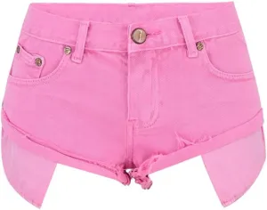 Womens Ripped Denim Shorts Mid Waisted Cutoff Distressed Roll Hem Jeans Summer Hot Shorts with Pockets