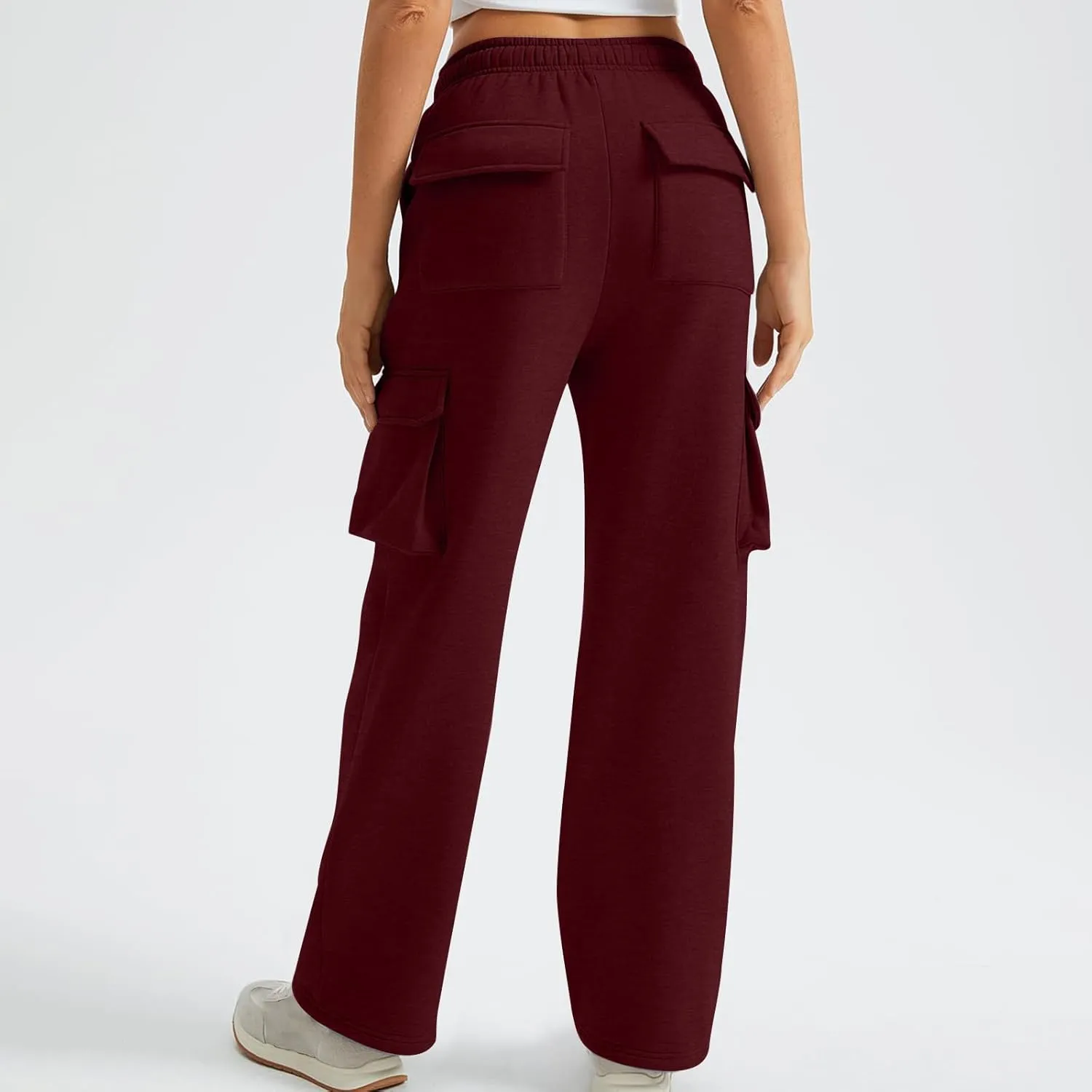 Women's Straight Wide Leg Sweatpants High Waist Drawstring Elastic Joggers Lounge Sweat Pants with Pockets
