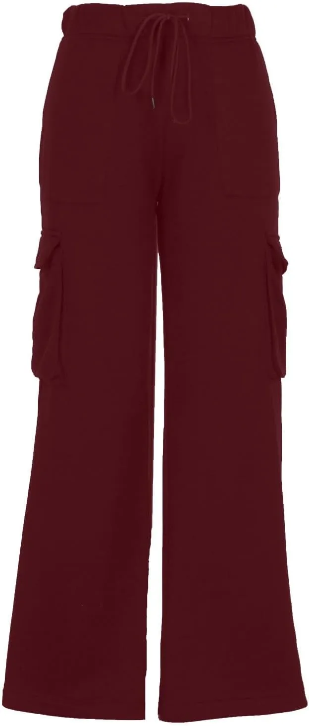 Women's Straight Wide Leg Sweatpants High Waist Drawstring Elastic Joggers Lounge Sweat Pants with Pockets