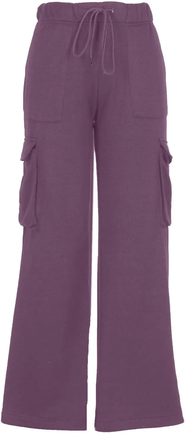 Women's Straight Wide Leg Sweatpants High Waist Drawstring Elastic Joggers Lounge Sweat Pants with Pockets