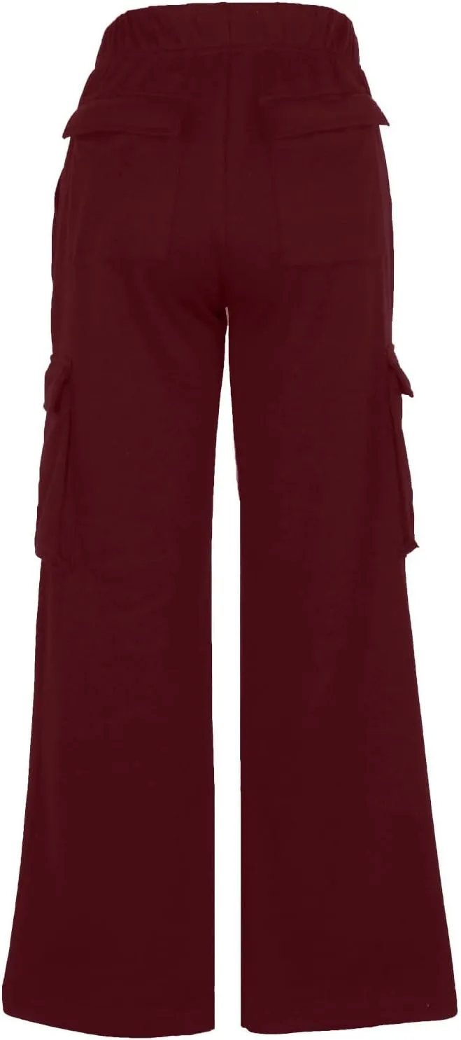 Women's Straight Wide Leg Sweatpants High Waist Drawstring Elastic Joggers Lounge Sweat Pants with Pockets