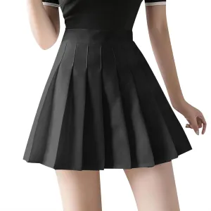 Women's Summer Sports Loose Trendy Elastic High Waist Solid Color Yoga Fitness Tennis Skirts Inner Shorts, XS-3XL
