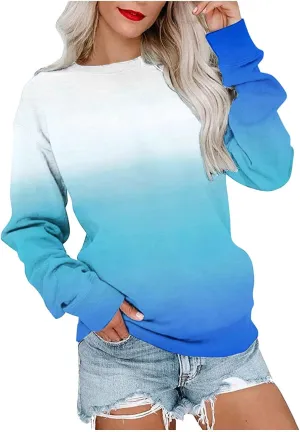 Womens Tie-Dye Y2k Hoodies Crewneck Sweatshirts Oversized Casual Blouse Trendy Long Sleeve Loose Lightweight Shirt