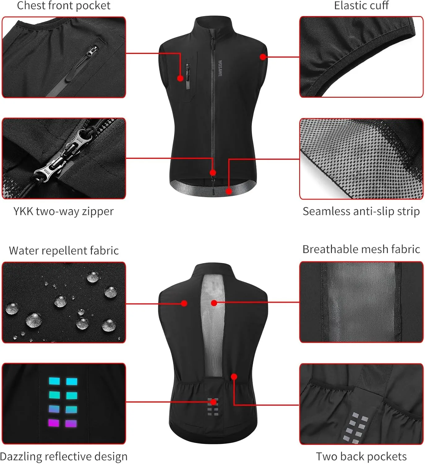 WOSAWE Cycling Jacket Men Quick Drying Bicycle Summer Jackets Lightweight Jersey