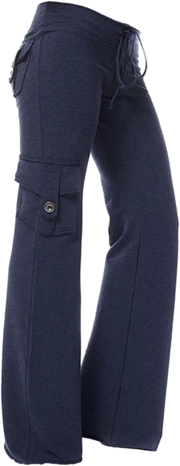 XUNRYAN Cargo Pants Women High Waist Hiking Yoga Pants Lightweight Outdoor Athletic Pants Crop Trousers Joggers Pockets