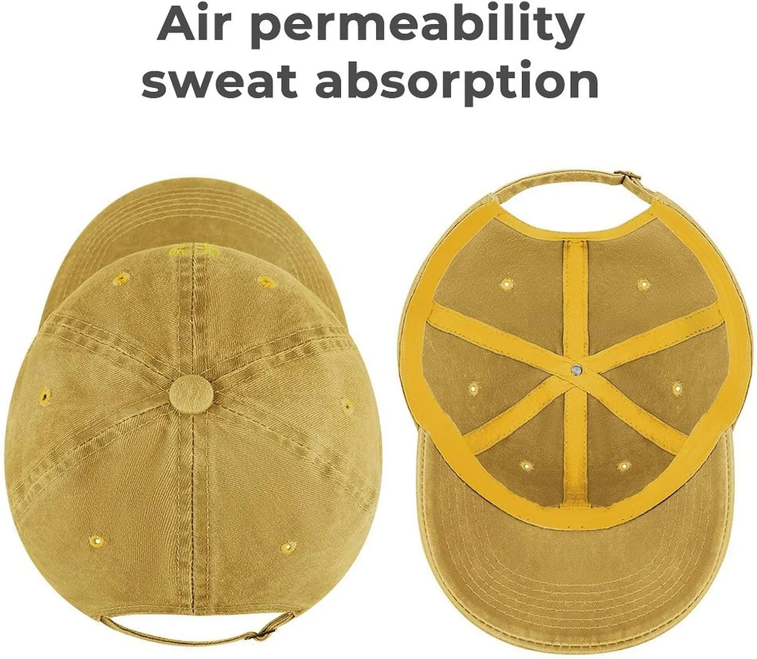 Yellow Active Human Unisex Adult Baseball Cap Curved Brim Sun Caps of Sports Denim Freely Adjustable