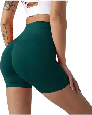 Yoga Shorts for Women High Waisted Hip Lifting Fitness Shorts Solid Color Strechy Tight Shorts Fashion Workout Shorts