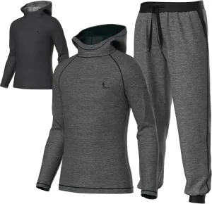 Youth Kids Sweatsuit Jogger Outfit - Boys Girls Athletic Reversible Pullover Hoodie & Pants Activewear Clothes Set