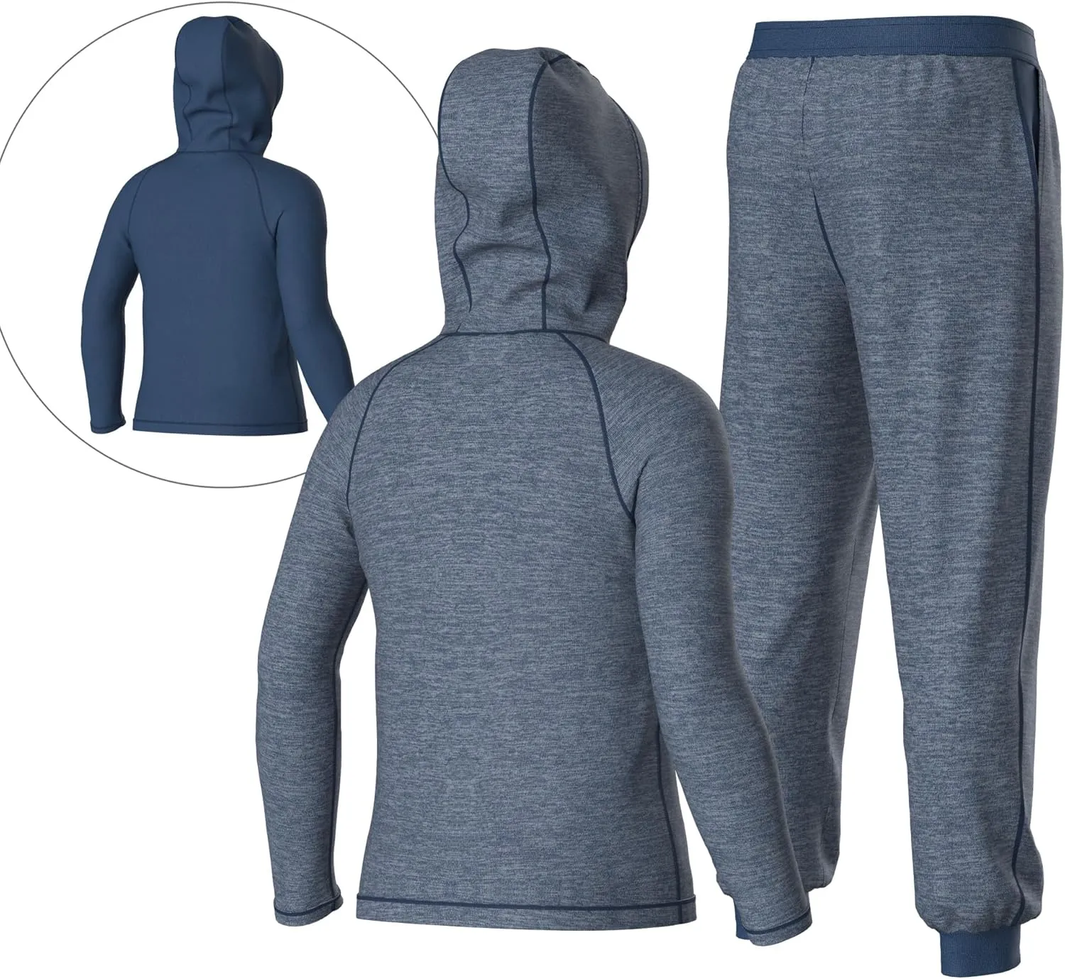 Youth Kids Sweatsuit Jogger Outfit - Boys Girls Athletic Reversible Pullover Hoodie & Pants Activewear Clothes Set