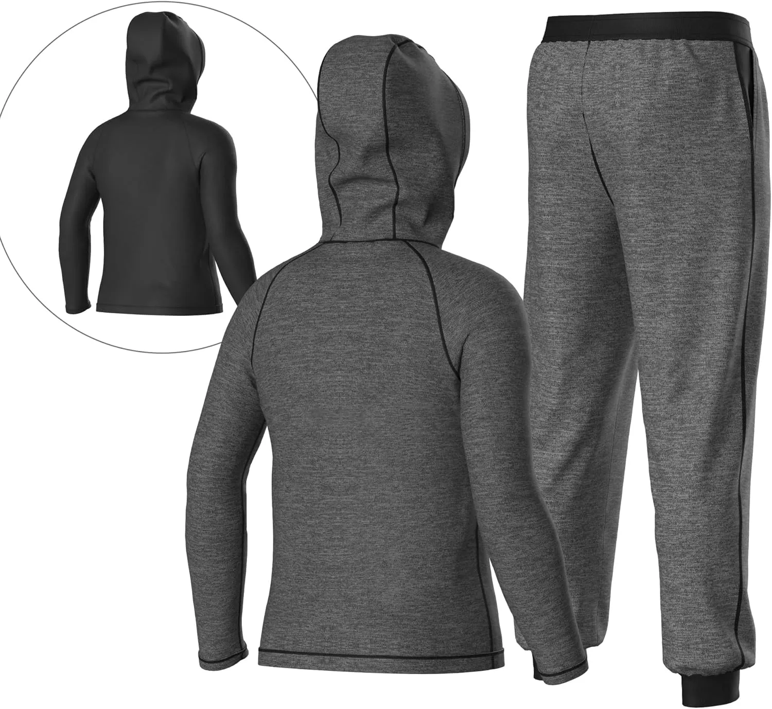Youth Kids Sweatsuit Jogger Outfit - Boys Girls Athletic Reversible Pullover Hoodie & Pants Activewear Clothes Set