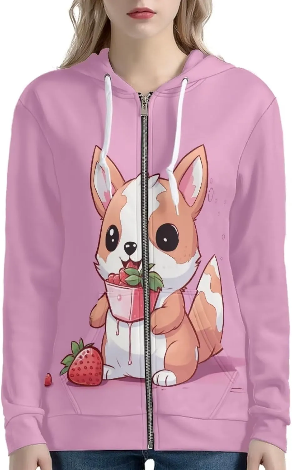 ZFRXIGN Cute Zip Up Jacket Hoodies Teen Fall Clothes for Women Activewear Tops Y2K Clothing XS-5XL Sweatshirts