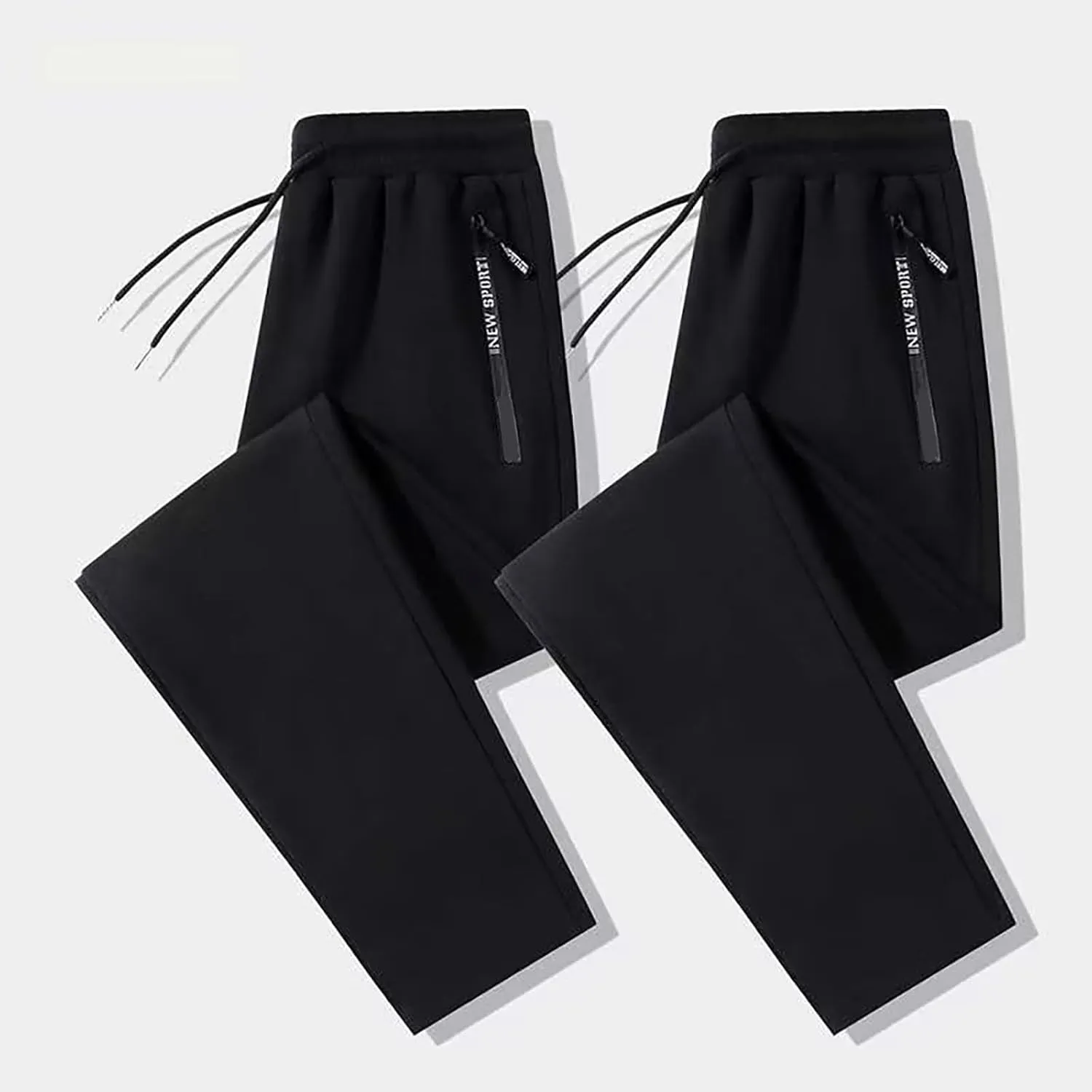 ZHIFANXN 2 Pack Fleece Lined Sweatpants Women Joggers for Women with Pockets High Waisted Thermal Winter Warm Pants for Snow