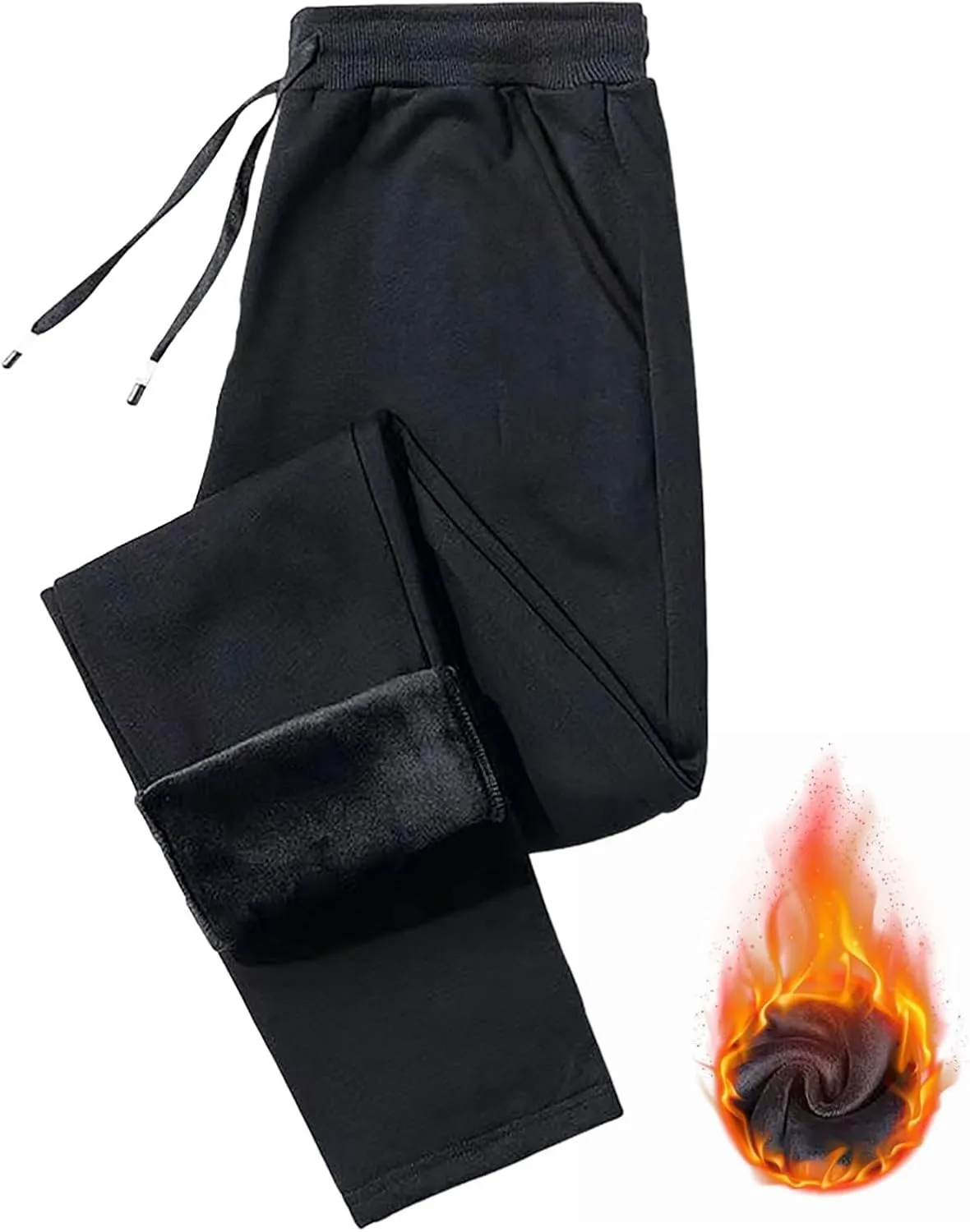 ZHIFANXN 2 Pack Fleece Lined Sweatpants Women Joggers for Women with Pockets High Waisted Thermal Winter Warm Pants for Snow
