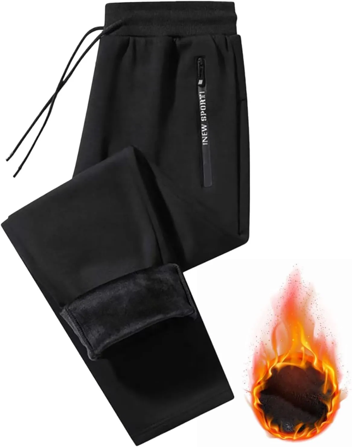 ZHIFANXN 2 Pack Fleece Lined Sweatpants Women Joggers for Women with Pockets High Waisted Thermal Winter Warm Pants for Snow